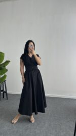 Rima Poplin Elbise - Siyah - Görsel 3