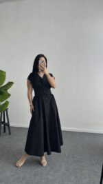 Rima Poplin Elbise - Siyah - Görsel 3