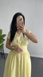 Rima Poplin Elbise - Sarı - Görsel 3