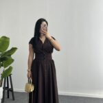 Rima Poplin Elbise - Kahve