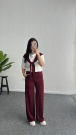 Sofya Bağlama Detaylı Takım - Bordo - Görsel 7