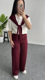 Sofya Bağlama Detaylı Takım - Bordo - Görsel 4