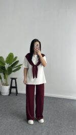 Sofya Bağlama Detaylı Takım - Bordo - Görsel 2