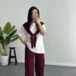 Sofya Bağlama Detaylı Takım - Bordo