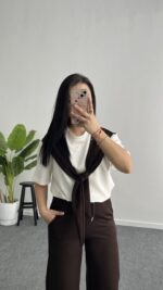 Sofya Bağlama Detaylı Takım - Kahve - Görsel 4