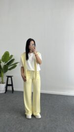 Sofya Bağlama Detaylı Takım - Sarı - Görsel 8