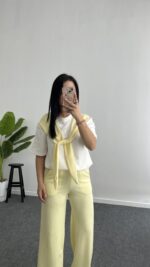 Sofya Bağlama Detaylı Takım - Sarı - Görsel 5