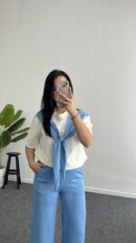 Sofya Bağlama Detaylı Takım - Mavi - Görsel 4