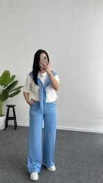 Sofya Bağlama Detaylı Takım - Mavi - Görsel 3