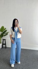 Sofya Bağlama Detaylı Takım - Mavi - Görsel 2