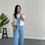 Sofya Bağlama Detaylı Takım - Mavi