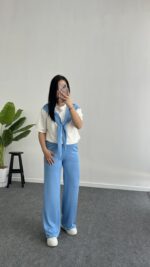 Sofya Bağlama Detaylı Takım - Mavi