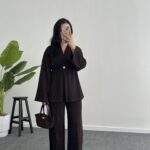 Mora Aksesuarlı Modal Kimono Takım - Kahve