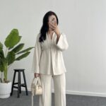 Mora Aksesuarlı Modal Kimono Takım - Bej