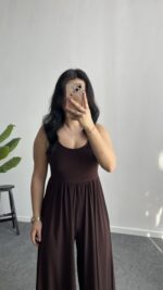 Flode Ayarlanabilir Askılı Tulum - Kahve - Görsel 6