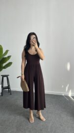 Flode Ayarlanabilir Askılı Tulum - Kahve - Görsel 2