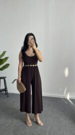 Flode Ayarlanabilir Askılı Tulum - Kahve