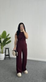 Twilly Bağlamalı Modal Takım - Bordo