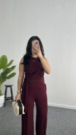 Twilly Bağlamalı Modal Takım - Bordo - Görsel 3