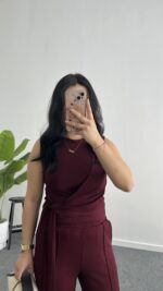 Twilly Bağlamalı Modal Takım - Bordo - Görsel 4