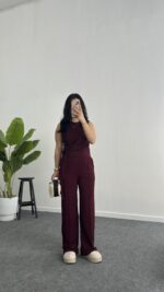 Twilly Bağlamalı Modal Takım - Bordo - Görsel 6