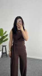 Twilly Bağlamalı Modal Takım - Kahve - Görsel 5