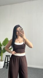 Milas Garnili Modal Takım - Kahve - Görsel 6