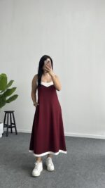 Liora Garnili Modal Elbise - Bordo - Görsel 3