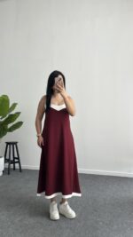 Liora Garnili Modal Elbise - Bordo - Görsel 5