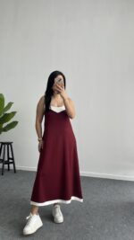 Liora Garnili Modal Elbise - Bordo - Görsel 6