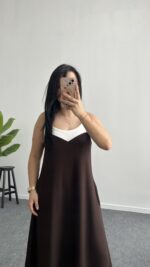 Liora Garnili Modal Elbise - Kahve - Görsel 6