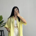 Linda Asimetrik Kesim Keten Gömlek - Sarı