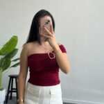 Ayarlanabilir Detaylı Straplez Bluz - Bordo