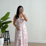 Lavinya Gloplu Çiçekli Elbise - Pembe