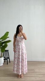 Lavinya Gloplu Çiçekli Elbise - Pembe - Görsel 4