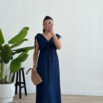 Natalie Müslin Elbise - İndigo