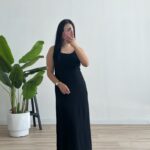 Kelly %100 Pamuk Ayarlanabilir Askılı Elbise - Siyah