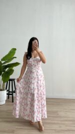 Lavinya Gloplu Çiçekli Elbise - Pembe - Görsel 2