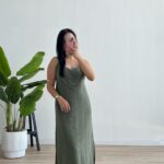 Kelly %100 Pamuk Ayarlanabilir Askılı Elbise - Haki