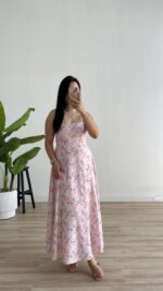 Ariana Gipeli Çiçekli Elbise - Pembe - Görsel 3