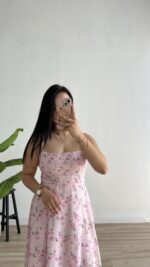 Ariana Gipeli Çiçekli Elbise - Pembe - Görsel 5