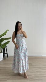 Ariana Gipeli Çiçekli Elbise - Mavi