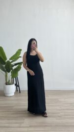 Kelly %100 Pamuk Ayarlanabilir Askılı Elbise - Siyah - Görsel 5