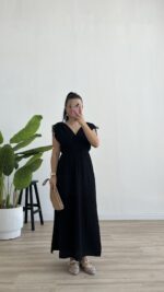 Natalie Müslin Elbise - Siyah - Görsel 3